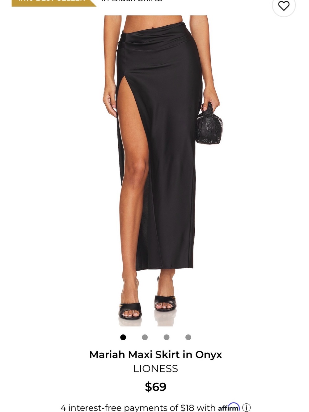 Lioness Black Maxi Skirt with High Side Slit